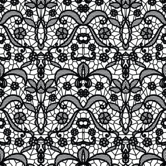 Beautiful lace black pattern vector 03  