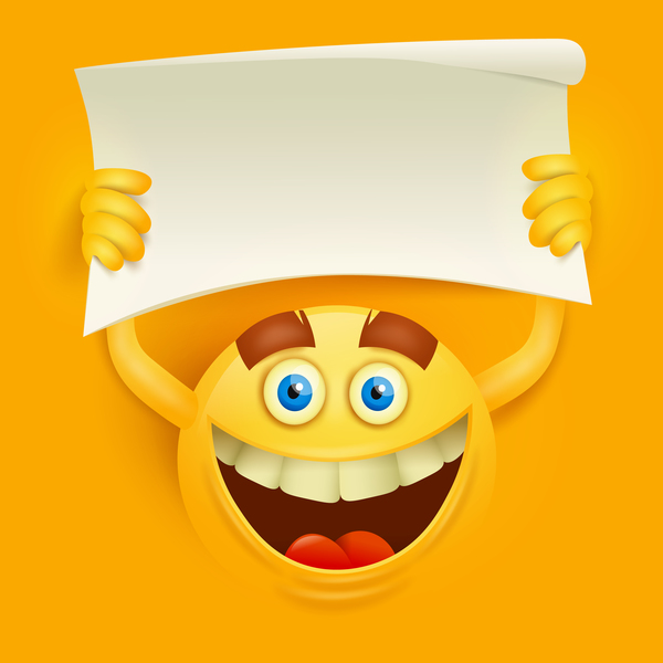Carta bianca con emoticon Smiley giallo faccia vettoriale  