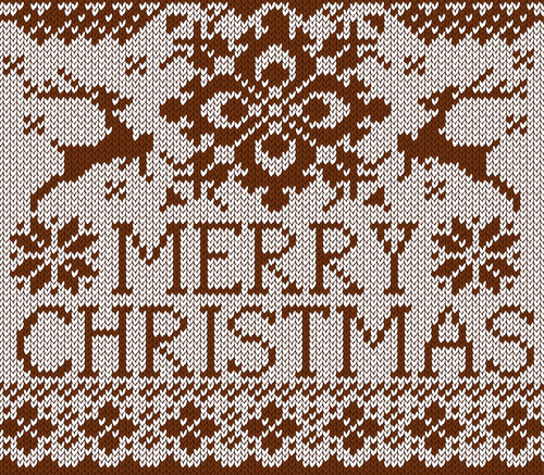 Christmas elements with knitted pattern vector 05  