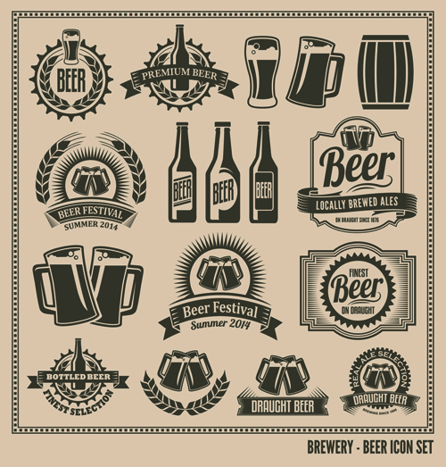 Classical beer labels creative vector 01  