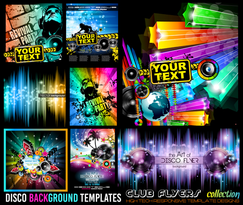 Club flyers template vector 04  