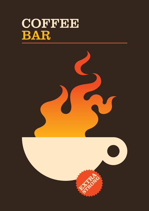 Café bar affiche rétro modèle vecteur 02  