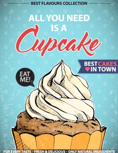 Cupcake vintage poster design vettoriali 11  