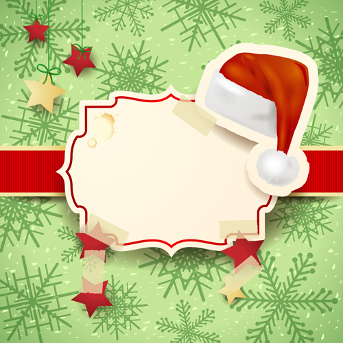 Cute Christmas cards with frame vector set 07  