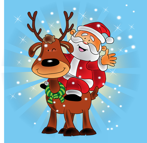 Cute Santa Claus Christmas background vector 05  