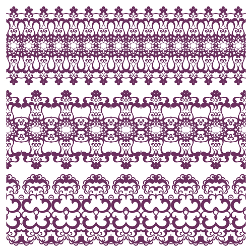 Decorative pattern retro seamless borders 01 vector set  