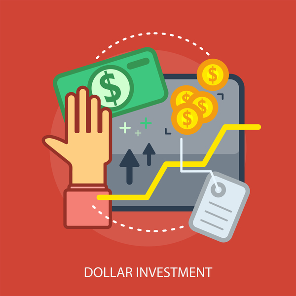 Dollar-Investitions-Begriffsdesignvektor  