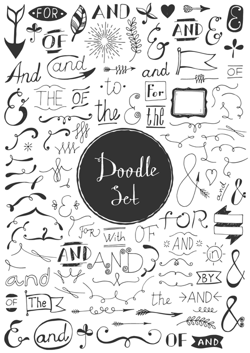 Doodle material vector set 13  