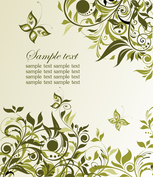 Elegant green floral vector background 03  