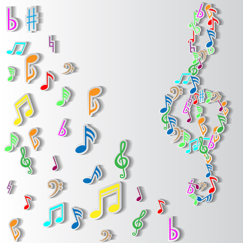 Elegant music note background vector set 05  