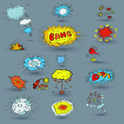 Explosion style speech bubbles vector material 06  