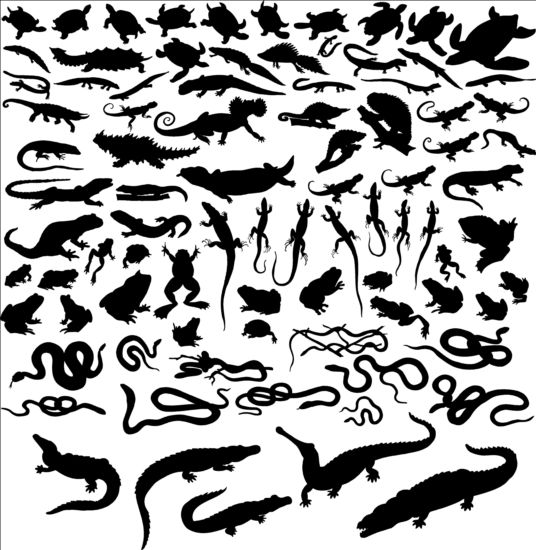Free reptiles silhouetter vector 01  