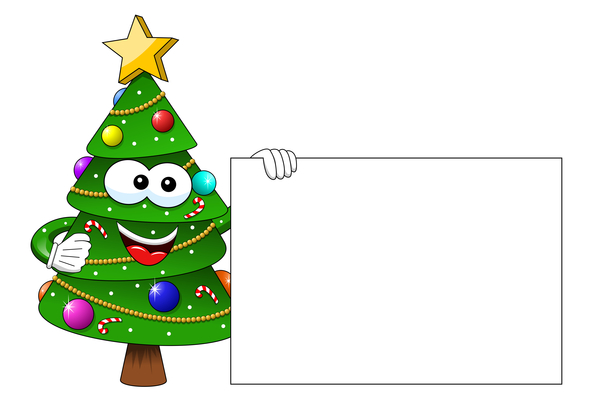 Funny cartoon christmas tree vector 04  