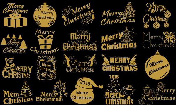 Golden 2018 christmas logos design vector  