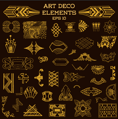 Golden deco elements art vector materoal 01  