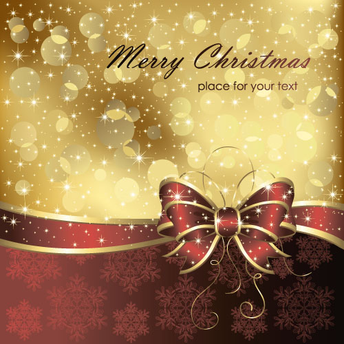 Golden with red luxury chcristmas cards vector 02  