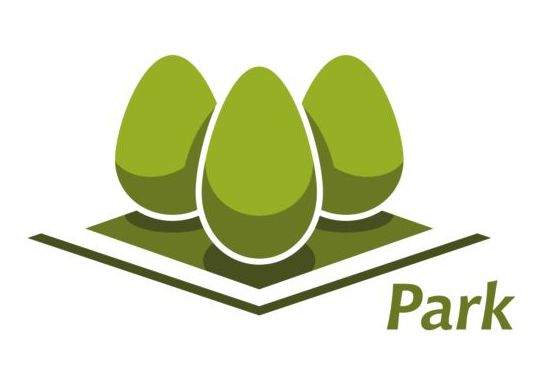 Зеленый парк логотип векторов установить 03  