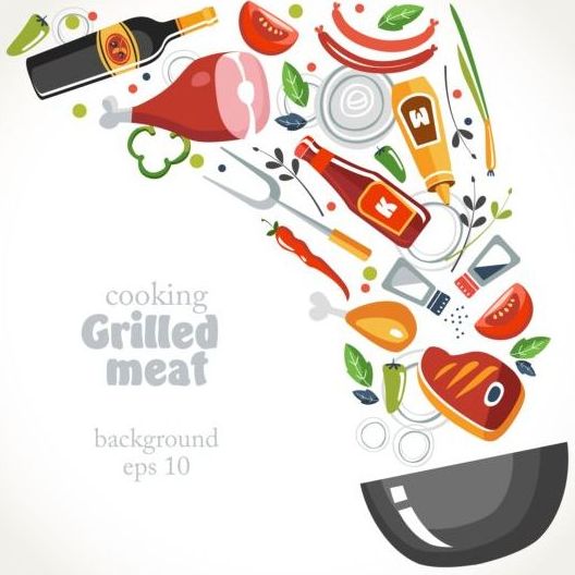 Grilled meat background vector material  