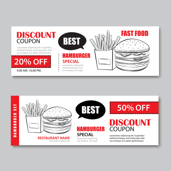 Hamburgers discount banner vector 01  