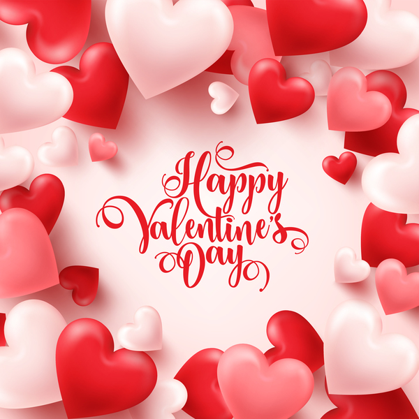 Heart shape valentine card with white background vector 03  