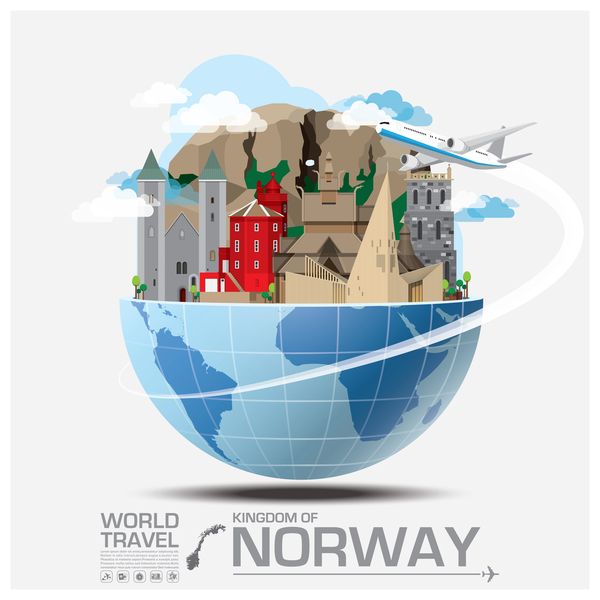 Норвегия путешествия Векторный шаблон  