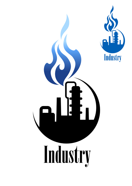 Oil refinery industry logo vector 01  