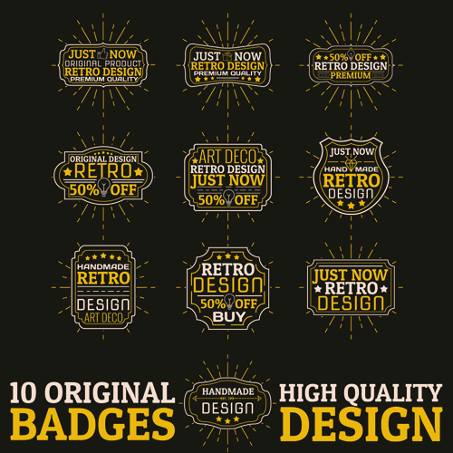 Original design badges with labels vector 03  