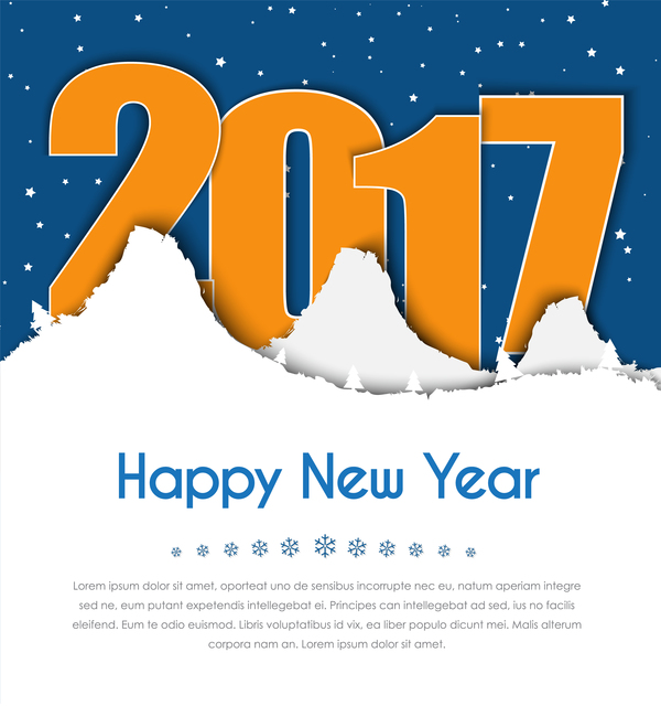 Happy new year 2017 vector greeting card  