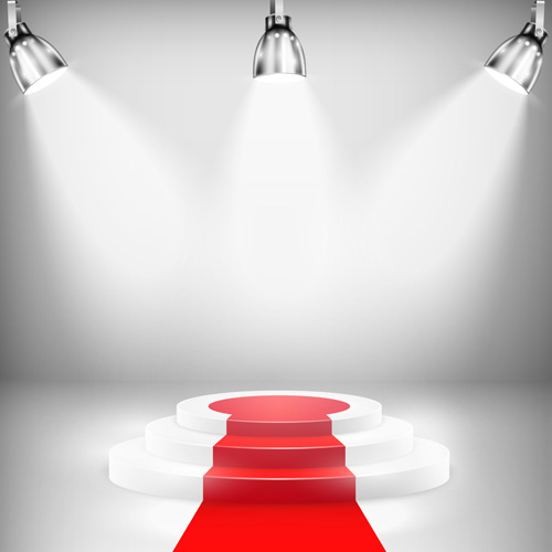Podium with red carpet and spotlight vectors 03  