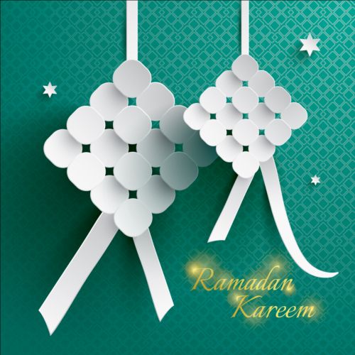 Ramadan ketupat paper decoration vector 01  