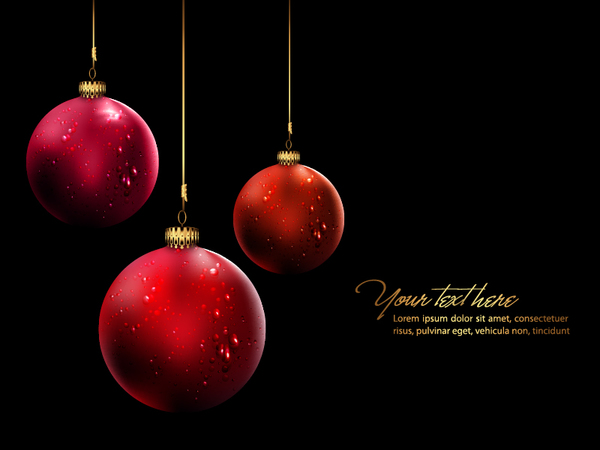 Red christmas ball with dark background vector  