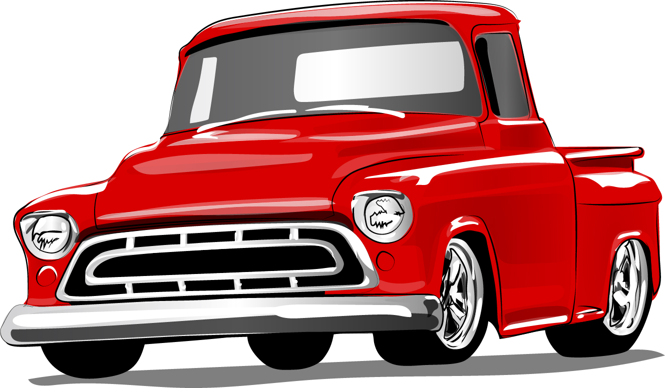Red vintage car vector material 01  