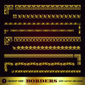 Set of golden borders vector 02  