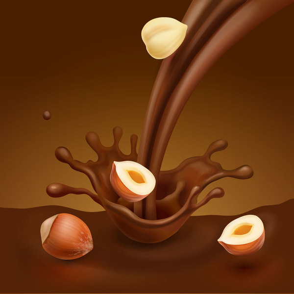 Spritzen Sie Schokolade mit Haselnussvektor  
