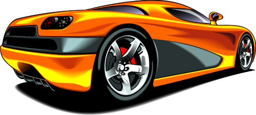 Colored Sport Car elements vector material 04  