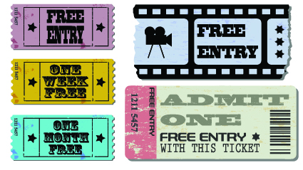 Tickets to the movie theater design elements vector 02  