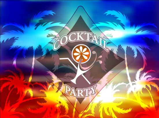 Tropical cocktall party background design vector 01  