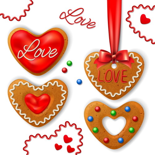 Valentine cookies decorative vectors material  