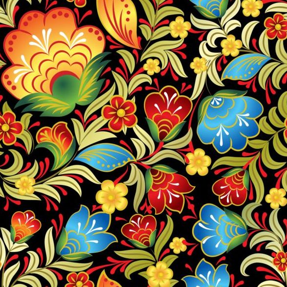 Vintage bloem ornament patroon vectoren set 05  