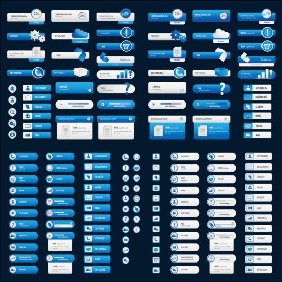 White with blue User buttons vector 02  