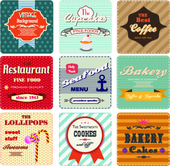 Different Retro food card vector 01  