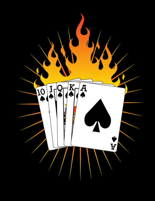 playing cards with flame vector material  