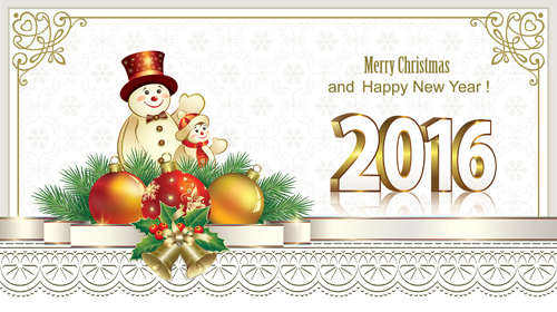 2016 Christmas new year gold background vectors 03  