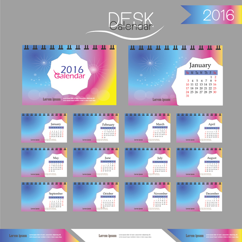 2016 New year desk calendar vector material 16  