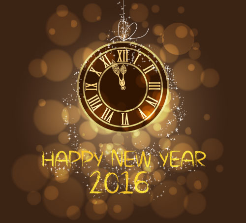2016 new year with vintage clock vector  