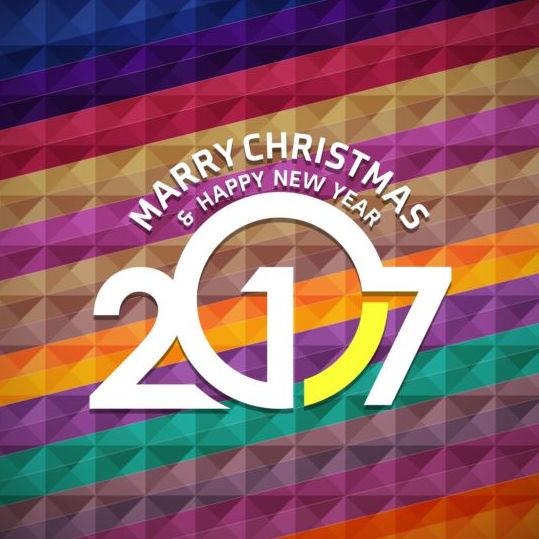 2017 Natale e Capodanno con vettore geometrico sfondo 09  