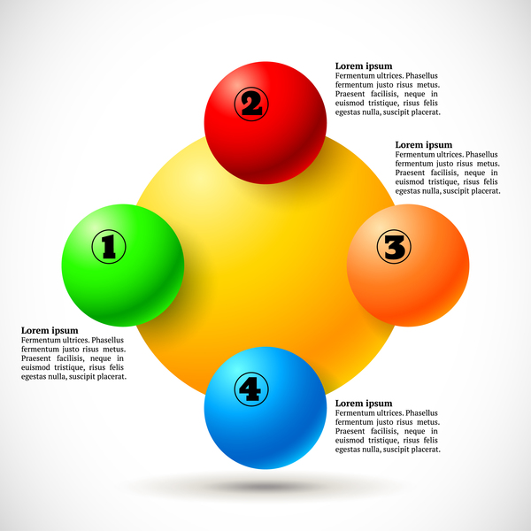 3D colored balls with numbered infographics vector 02  