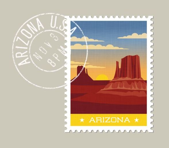 Vecteur de modèle Arizona timbre-poste  