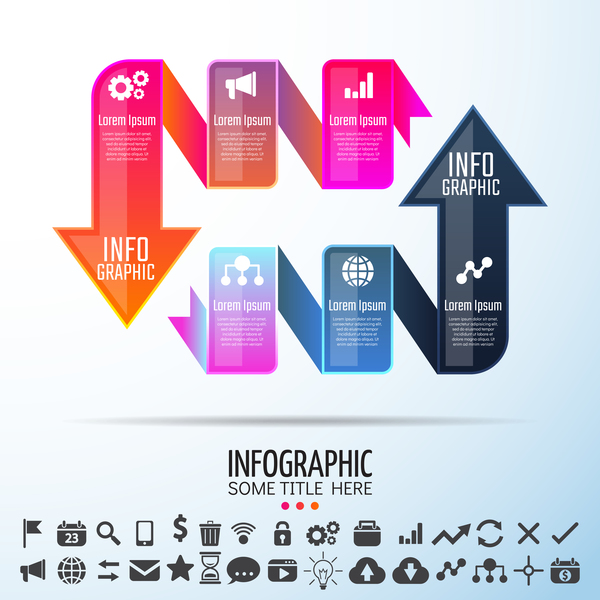 Flèche avec le vecteur de modèle infographique de ruban 04  