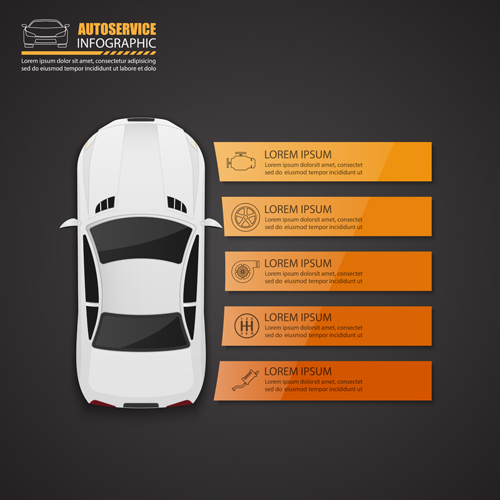 Auto service infographics vector material 03  